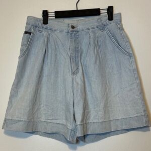 Lee Riveted Women’s 12 Vintage Light Blue Jean Pleated A-Line High Rise Shorts
